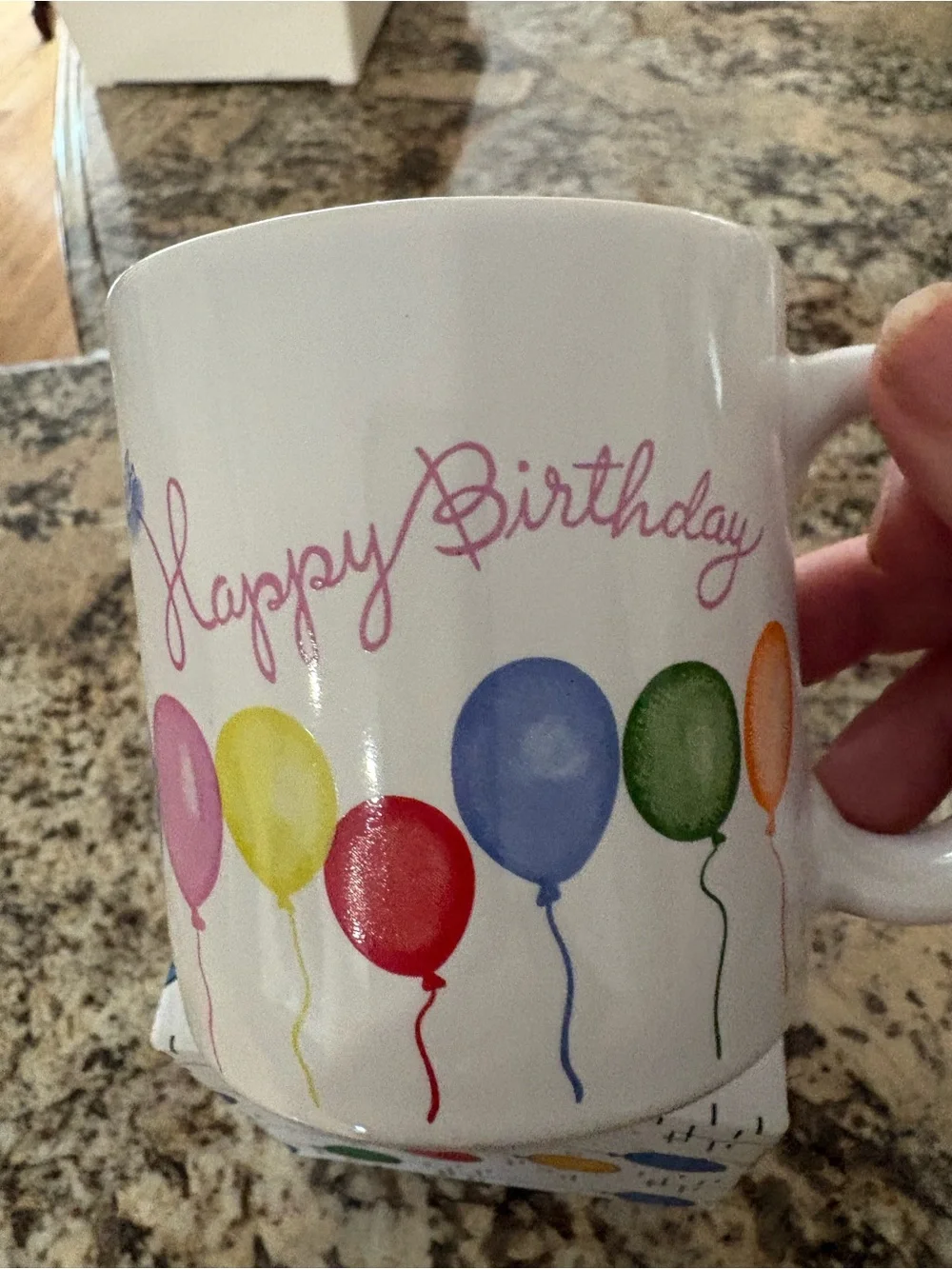 Happy Birthday Balloon Ceramic Mug - White Festive Gift